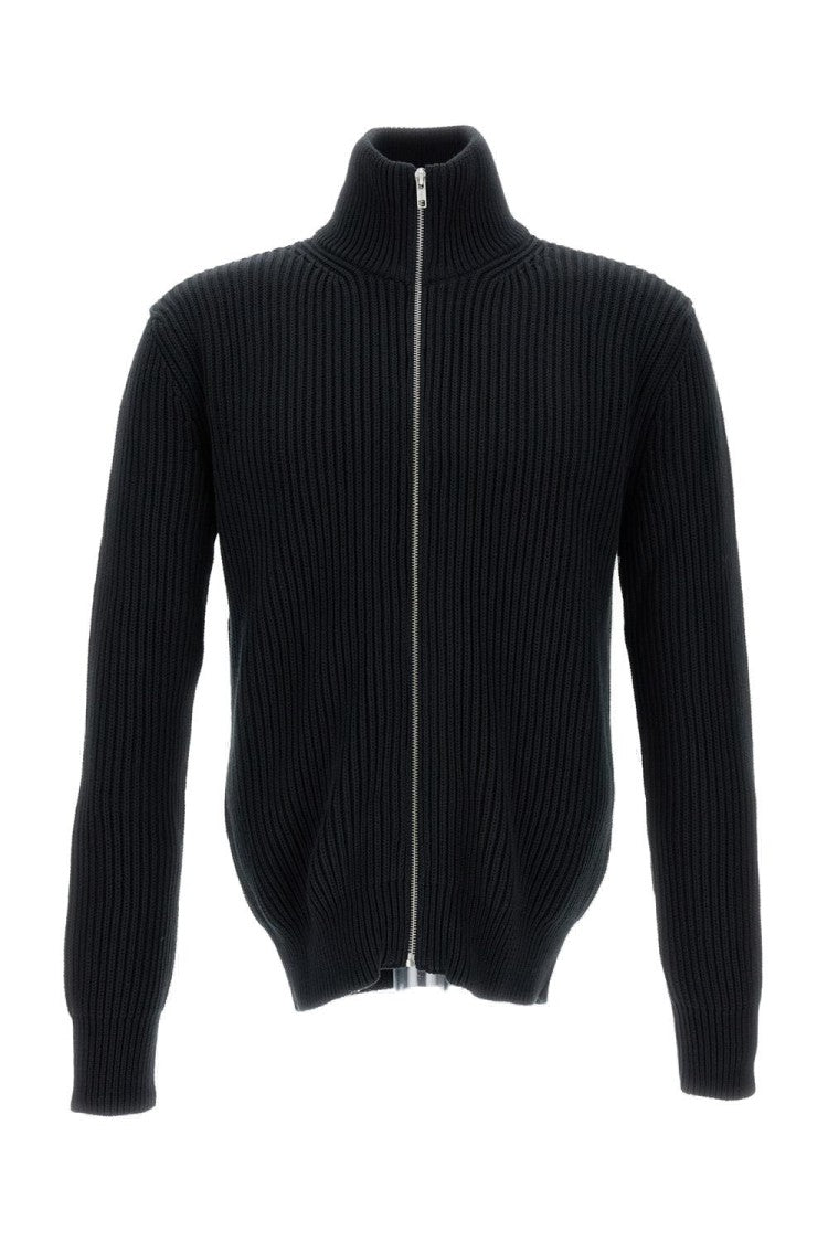 Mm6 By Maison Margiela Ribbed Wool High-Neck Zip-Up Sweater