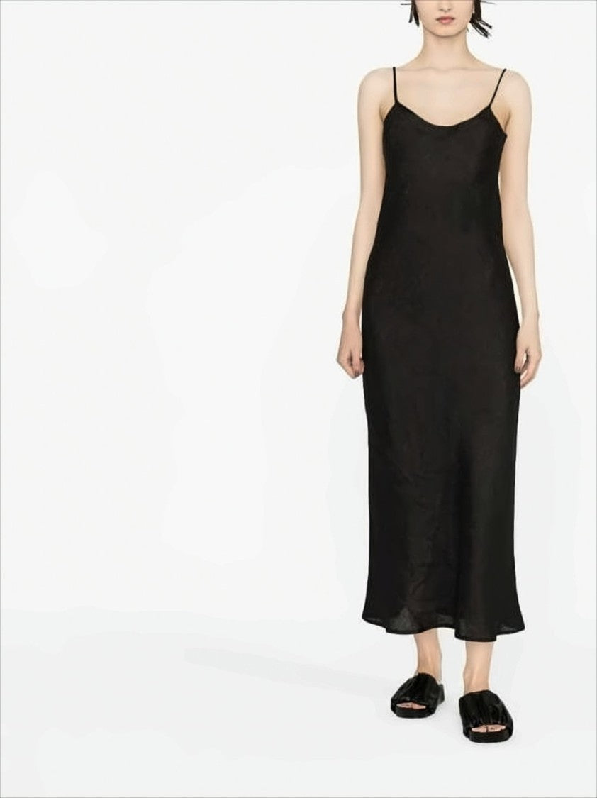 Baserange Long Linen Dress With Spaghetti Straps