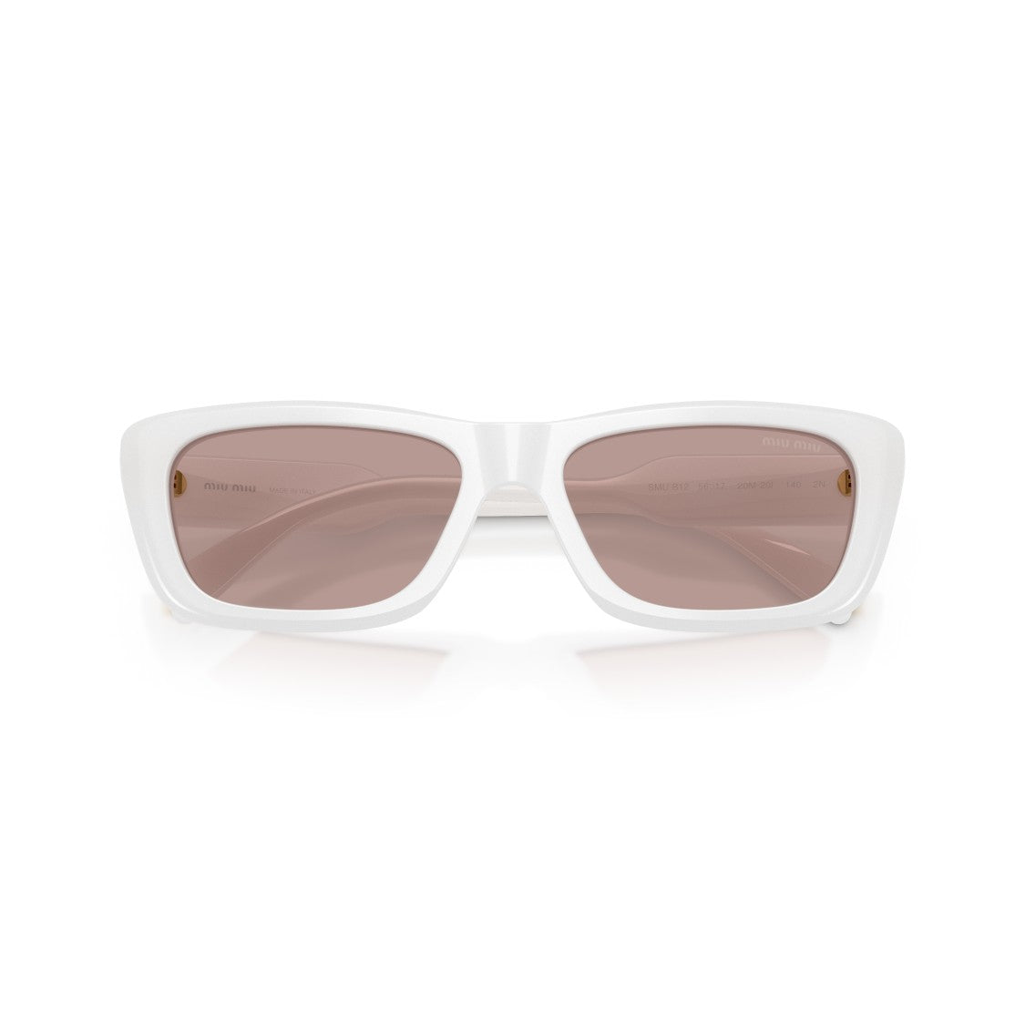 Miu Miu Bold Rectangular White Acetate Sunglasses With Gold Logo Detail