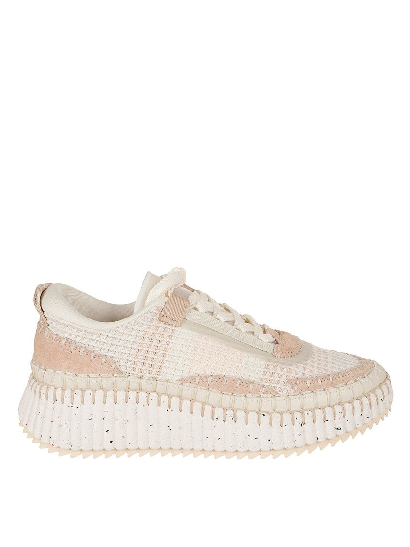 Chloé Contrasting Textured Sneakers With Sole