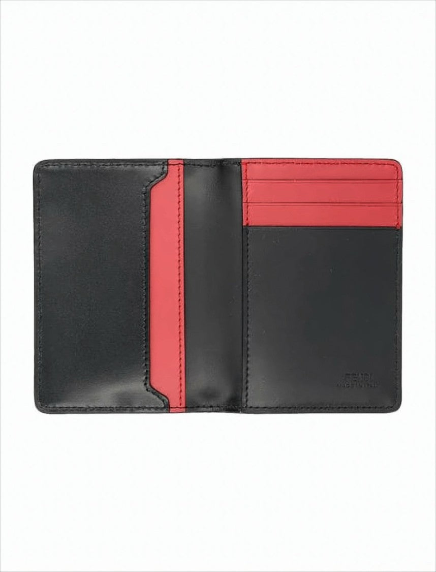 Fendi Embossed Calf Leather Bifold Wallet With Metallic Logo Detail
