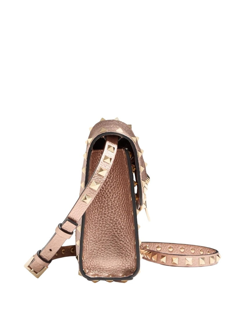 Valentino Pyramid Stud Metallic Textured Shoulder Bag