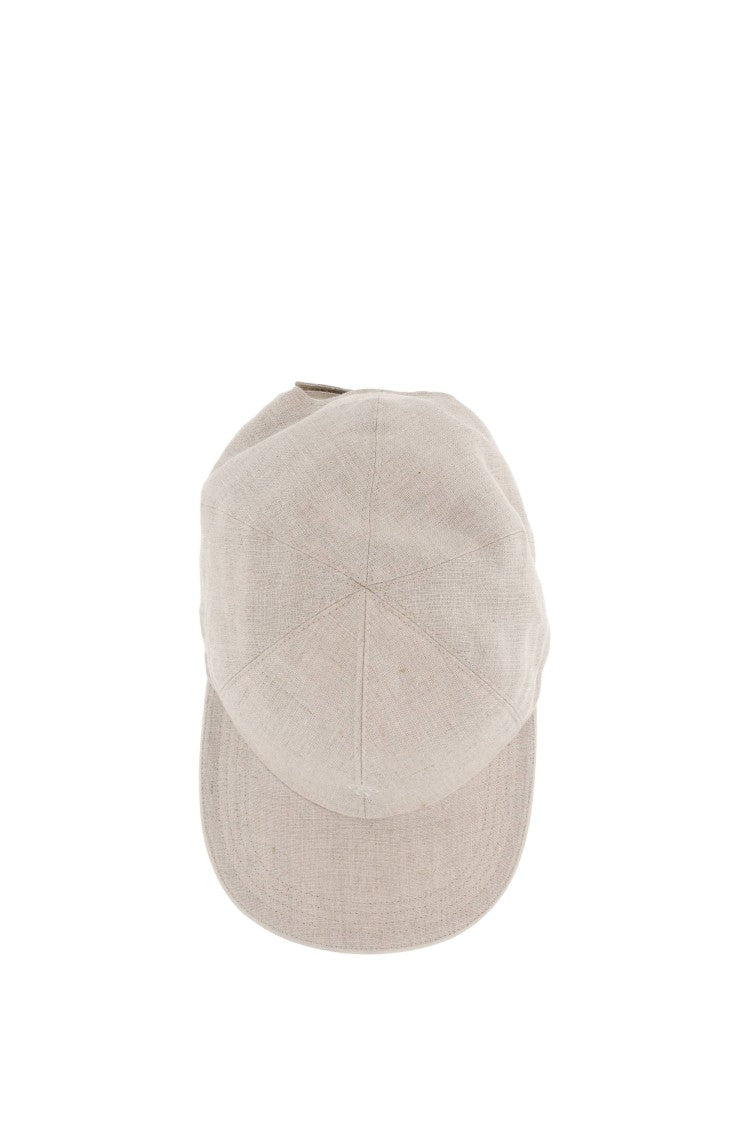 Eleventy Beige Linen-Cotton Baseball Hat