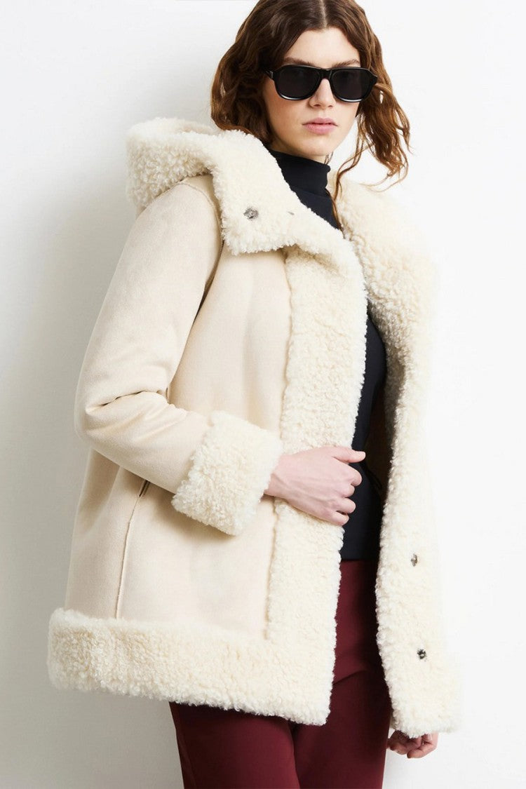 Rrd Cream Curly-Pile Hooded Jacket