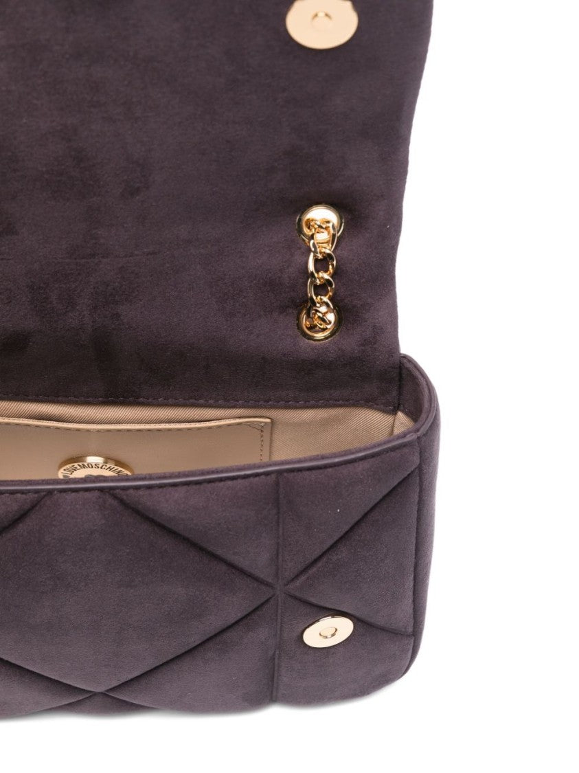 Love Moschino Violet Quilted Shoulder Bag With Gold Accents