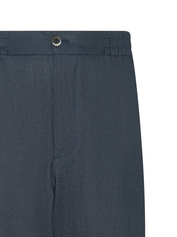 Franzese Collection Tapered Blue Linen Trousers