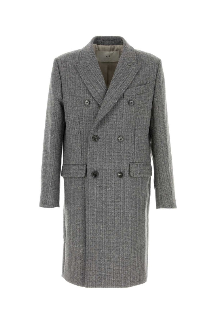 Ami Grey Wool Blend Coat