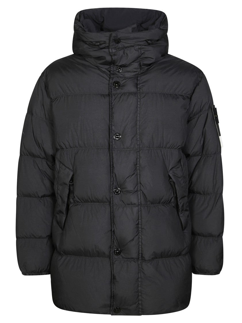 Stone Island Quilted Down Coat With Hood