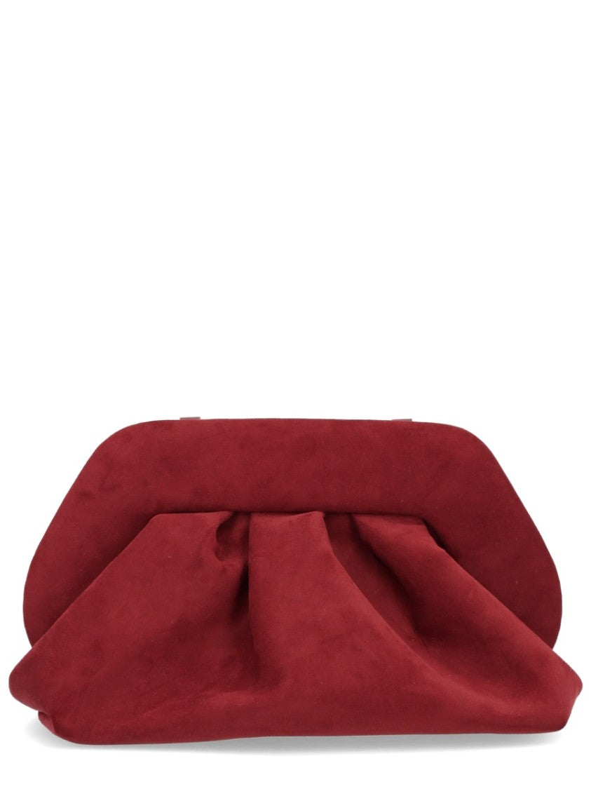 Themoirè Bordeaux Ruched Frame Clutch