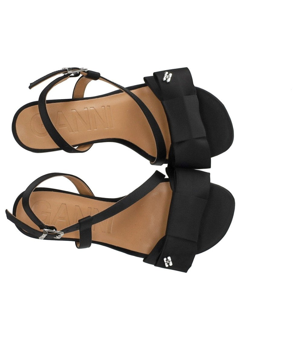 Ganni Satin Black Heeled Sandal