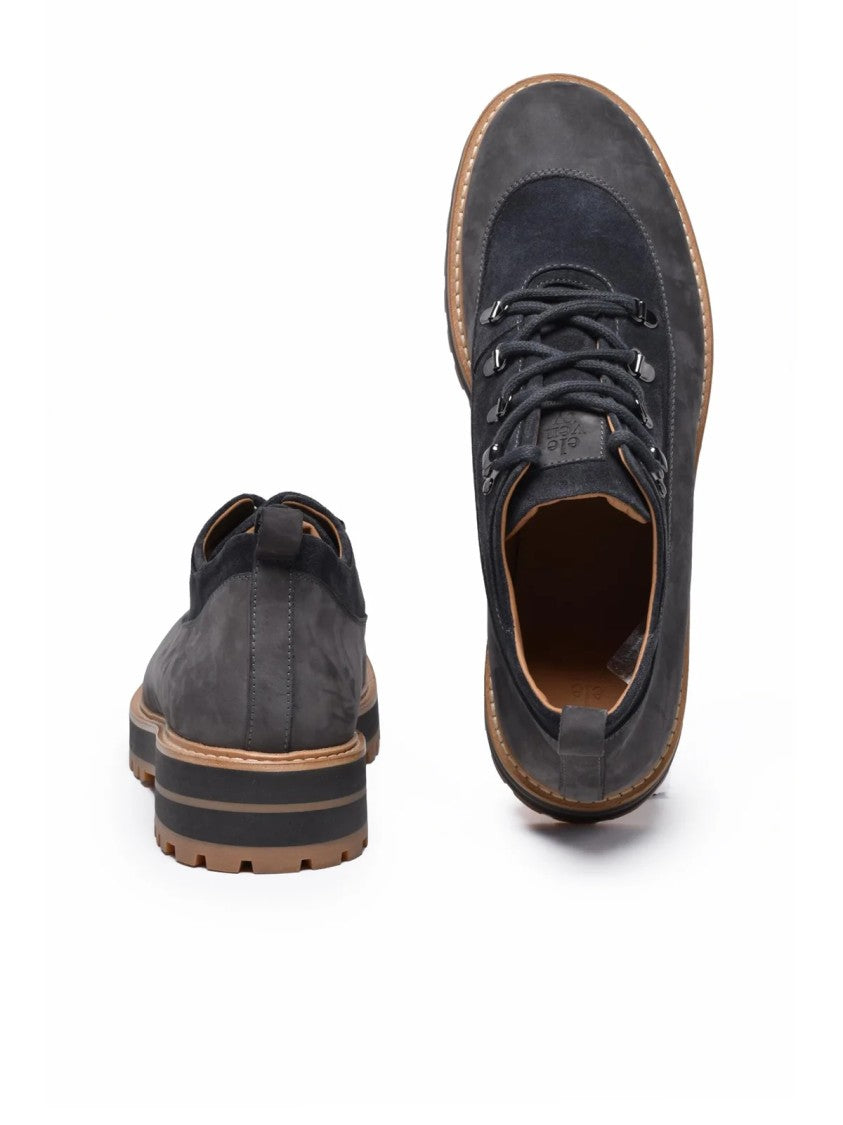 Eleventy Grey Hiking-Inspired Suede Booties
