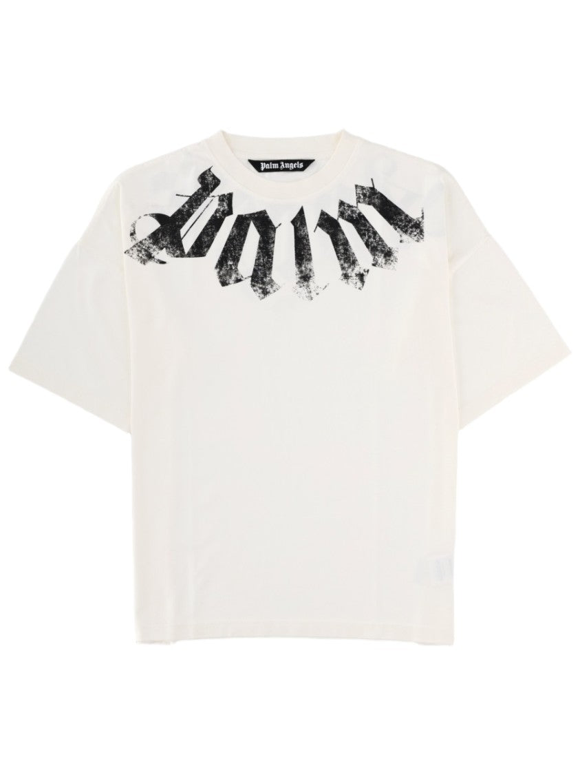 Palm Angels Logo Cotton Distressed Printed T-Shirt