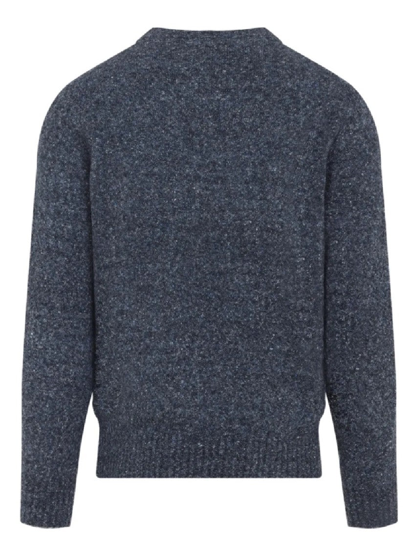 Brunello Cucinelli Textured Deep Blue-Grey Knit Sweater