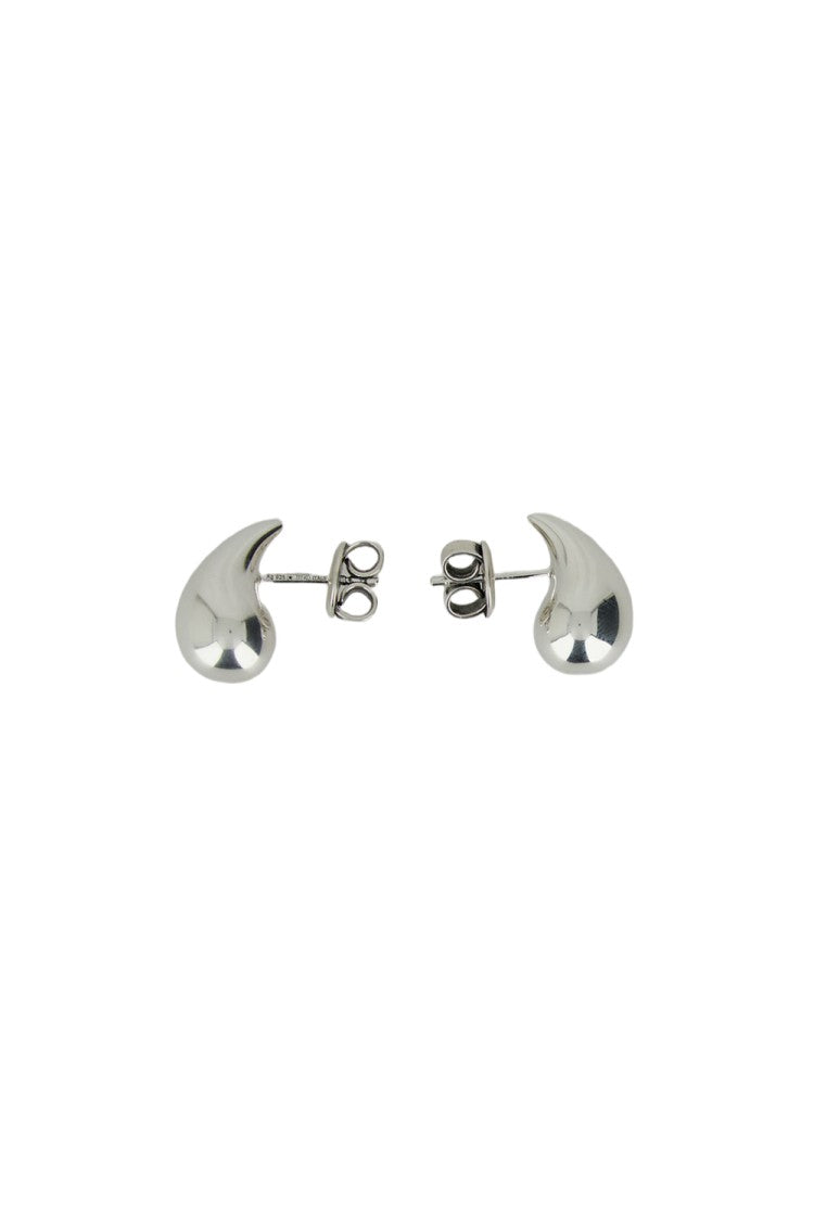 Bottega Veneta Curved Silver Earrings With Polished Reflective Surface
