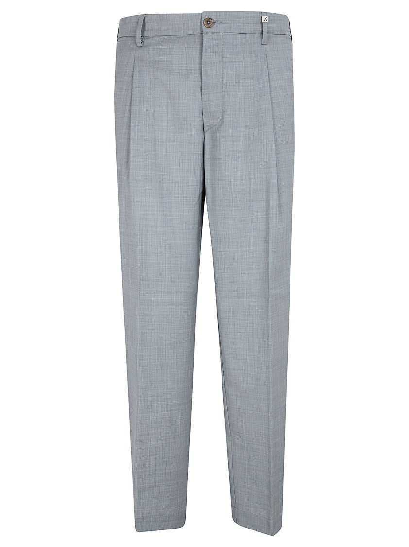 Myths Tailored Light Grey Trousers With Subtle Textured Pattern