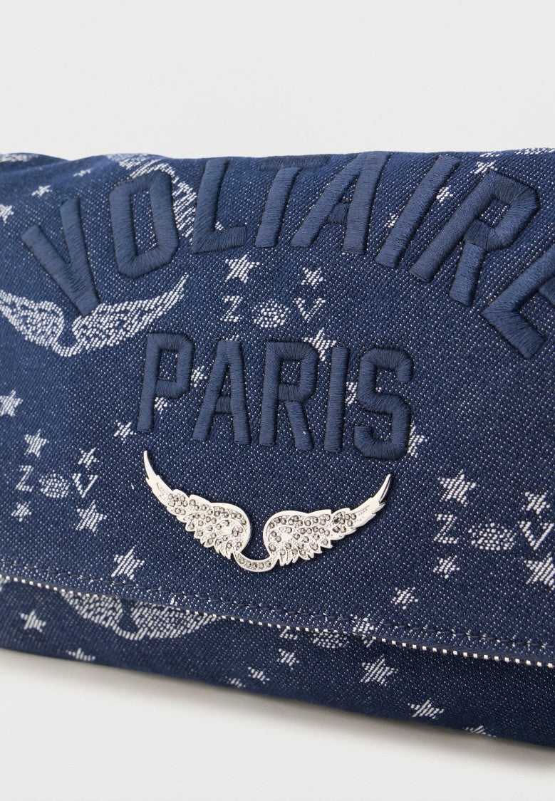 Zadig & Voltaire Rectangular Denim Shoulder Bag With Chain Strap