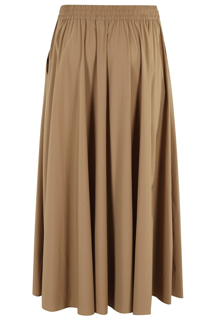 Herno Flared Skirt In Camel Lightweight Nylon Stretch