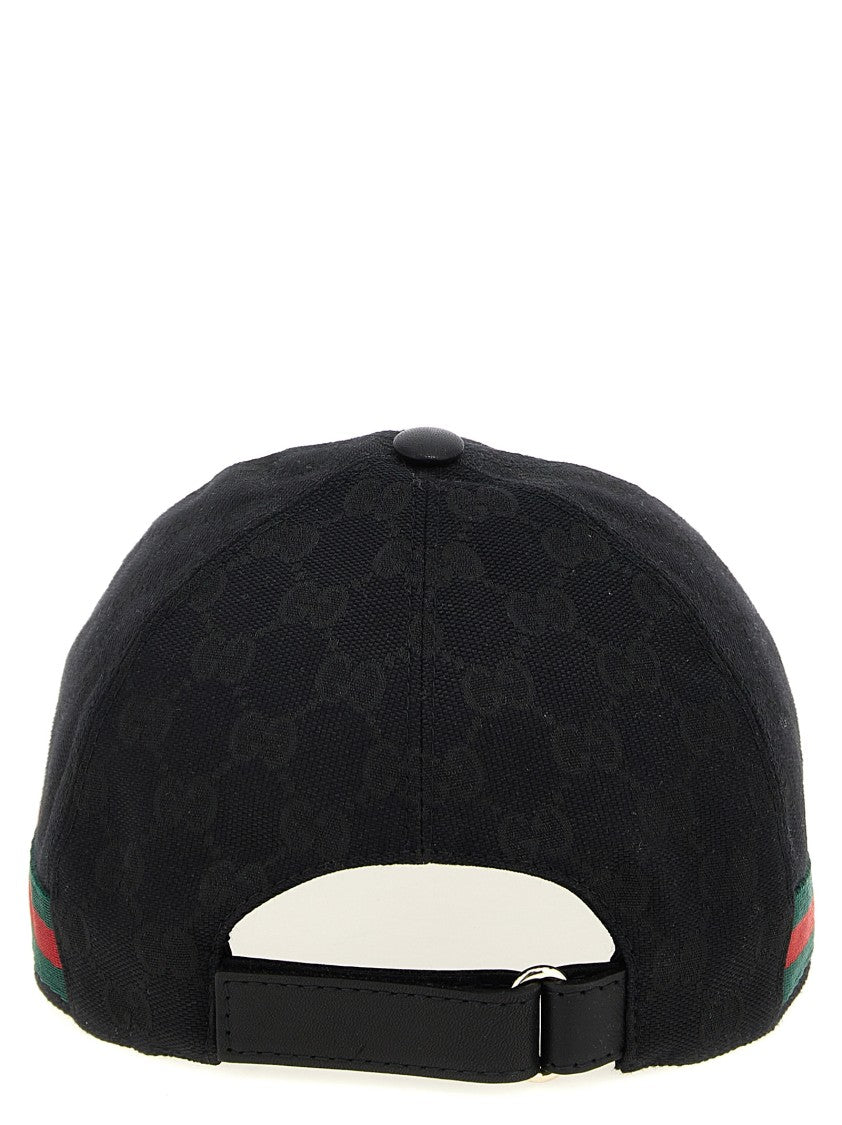 Gucci Subtle Logo Black Cap With Distinctive Web Band