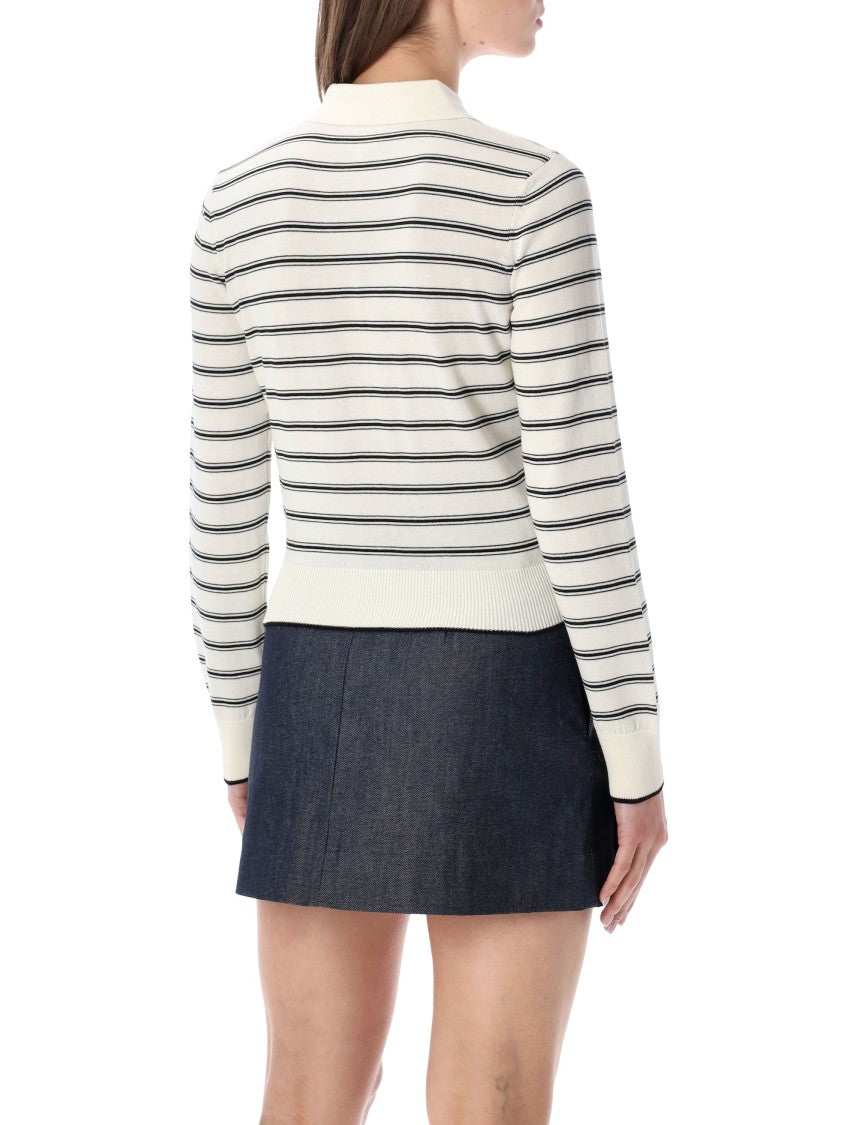 A.P.C. Striped Intarsia Logo Cardigan Sweater