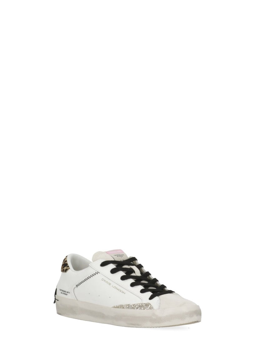 Crime London White Distressed Animalier Sneakers