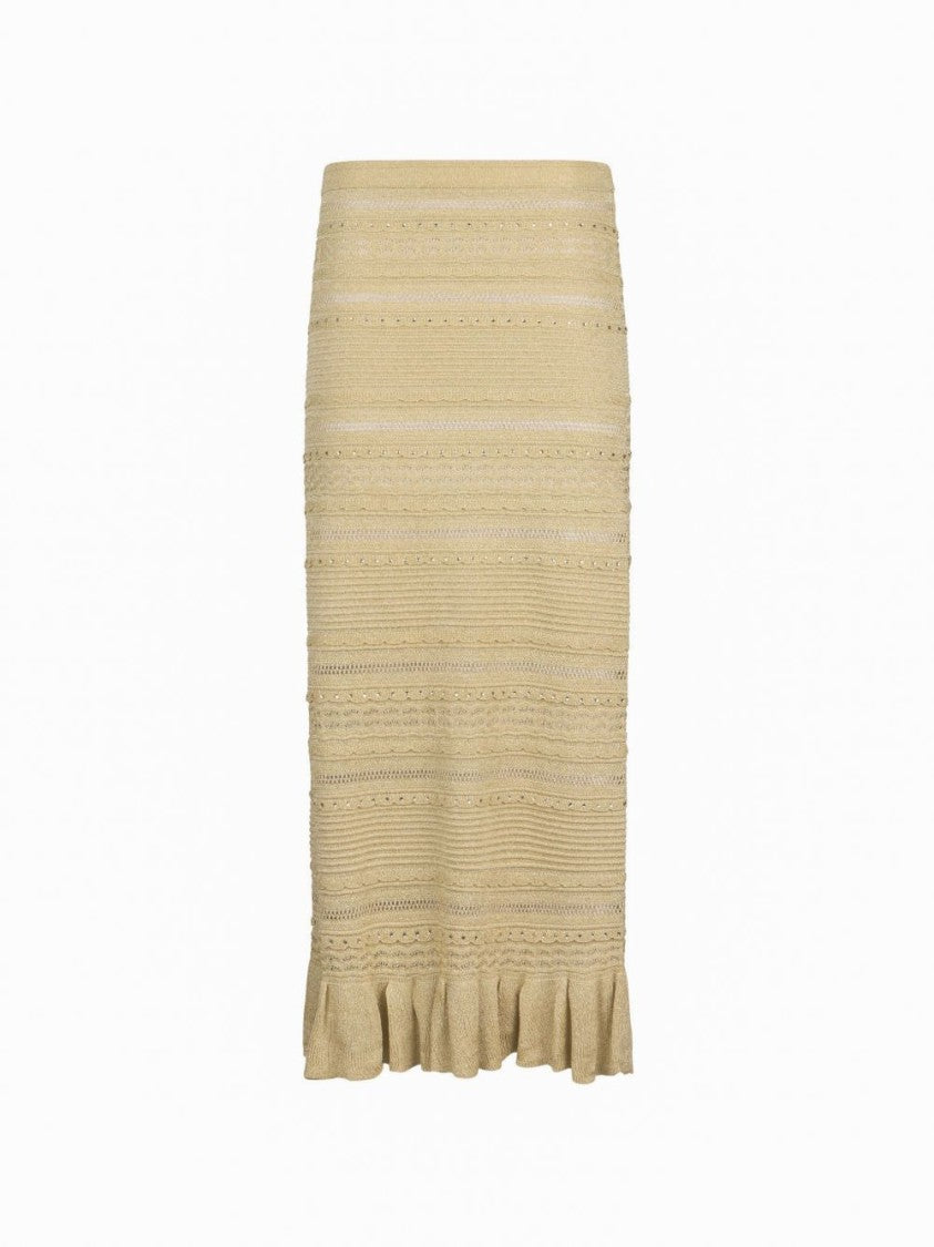 Liu Jo Yellow Flounced Hem Punched Sweater