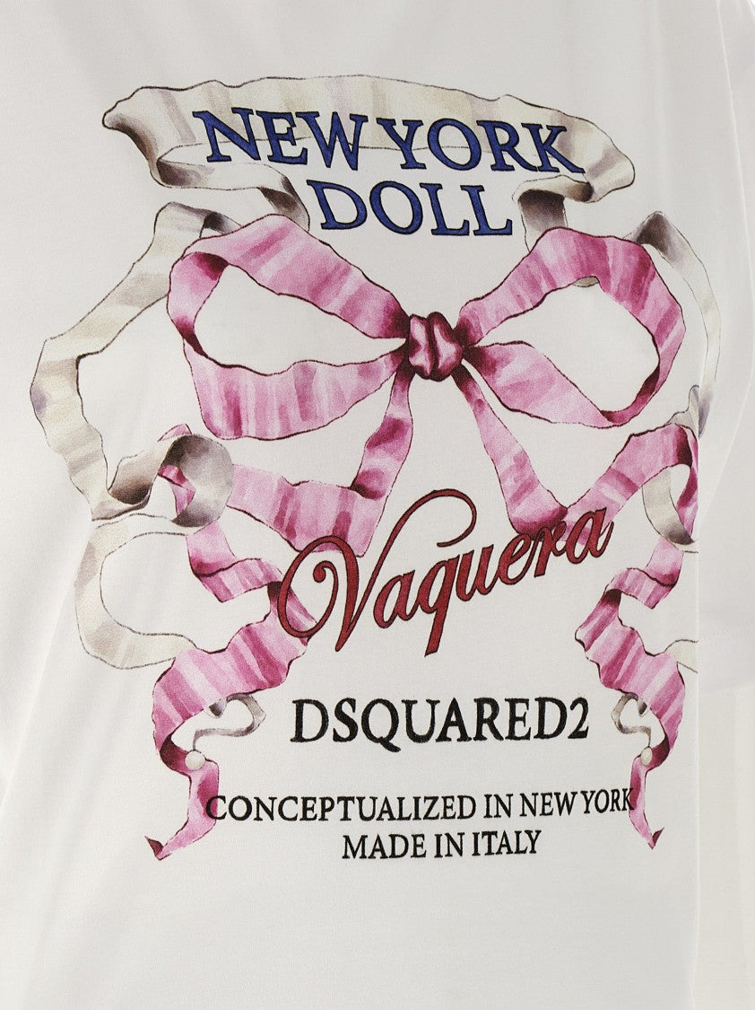 Dsquared2 Capsule Crop T-Shirt In Cotton Jersey