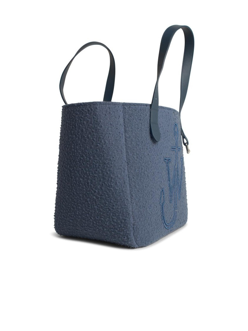 J. W. Anderson Belt Tote Blue Boiled Wool Shoulder Bag