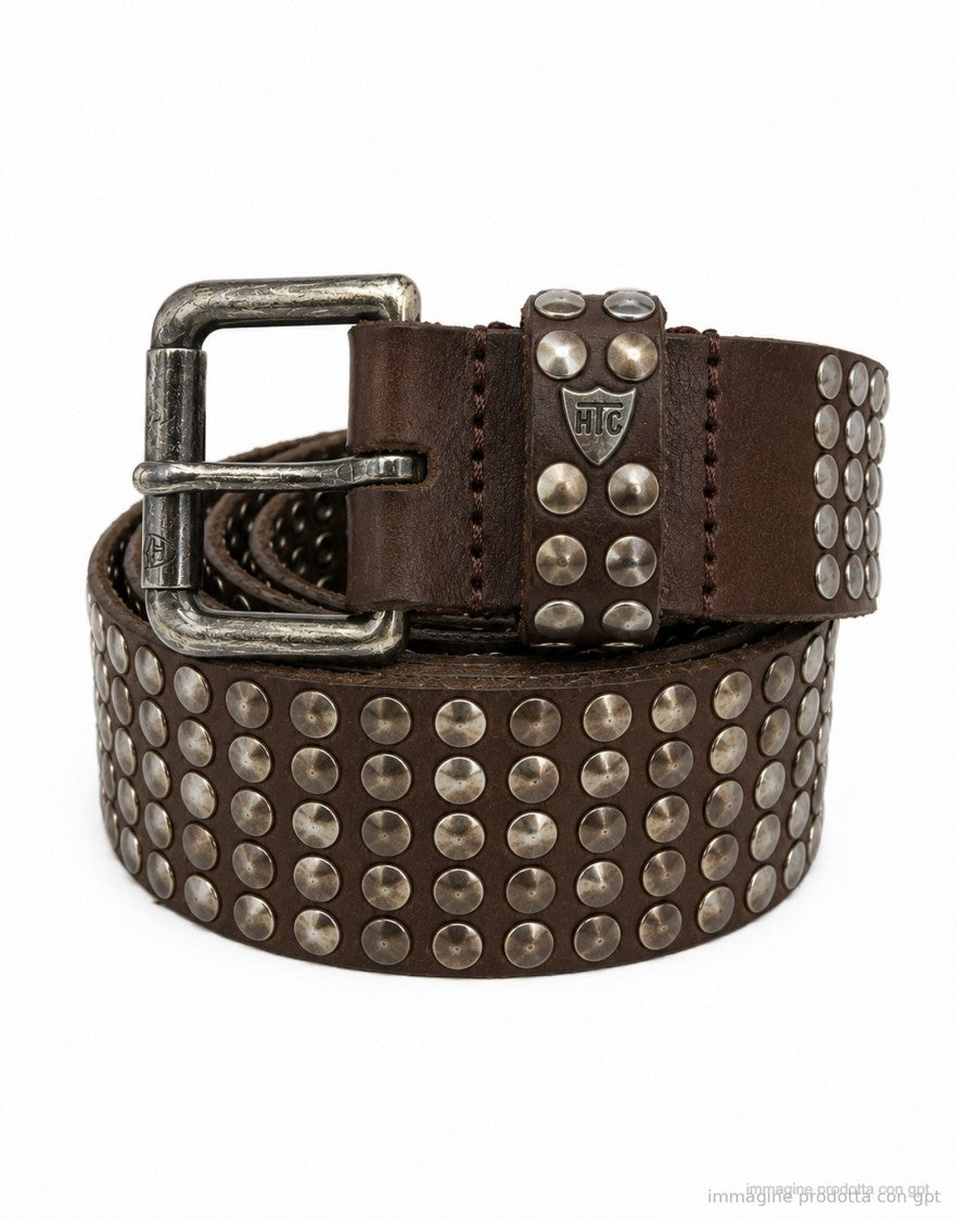 Htc Los Angeles Brown Studded Leather Belt