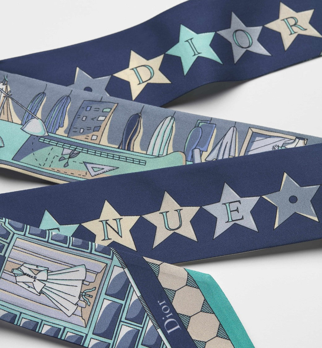 Christian Dior Rectangular Scarf With Star Motifs And Architectural Design