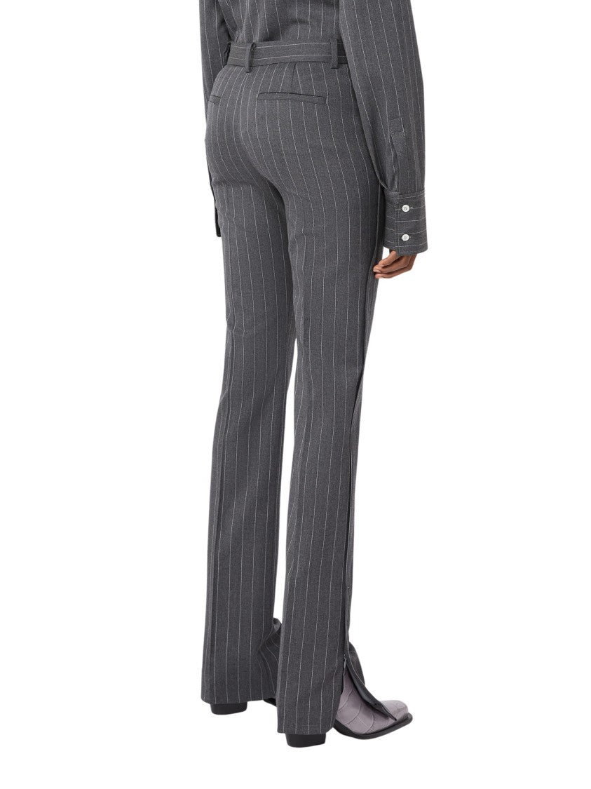 Sportmax Pinstripe Slim Flared Trousers With Flap Detail