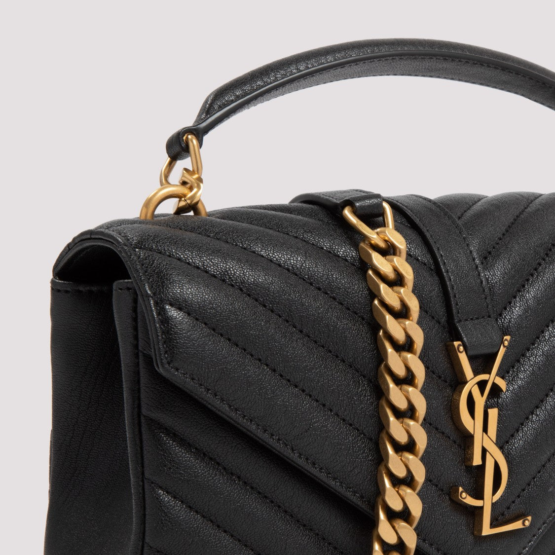 Saint Laurent Black College Medium Bag In Matelassé Leather