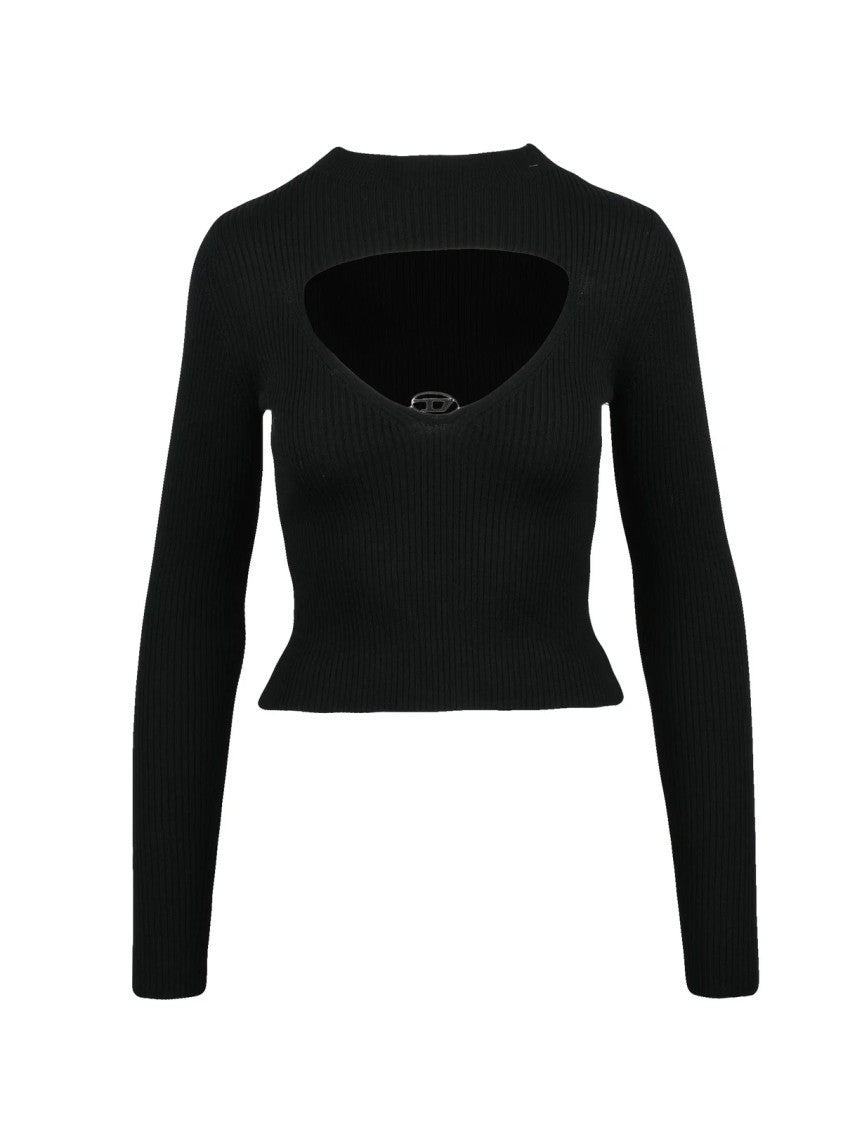 Diesel Black Ribbed Wool Under-Jacket Sweater