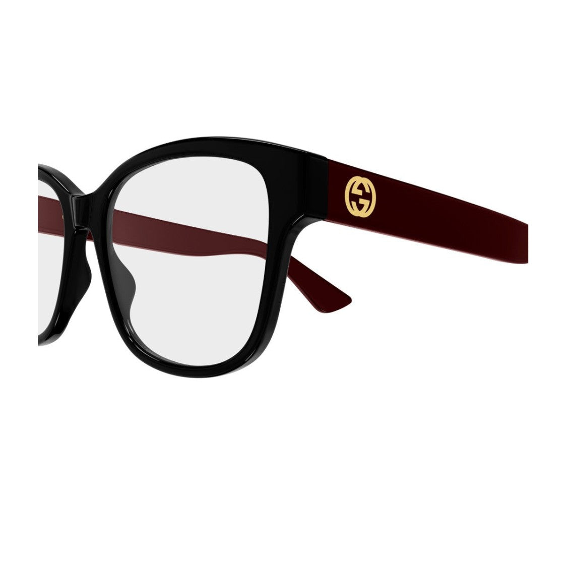 Gucci Black Burgundy Acetate Square Sunglasses