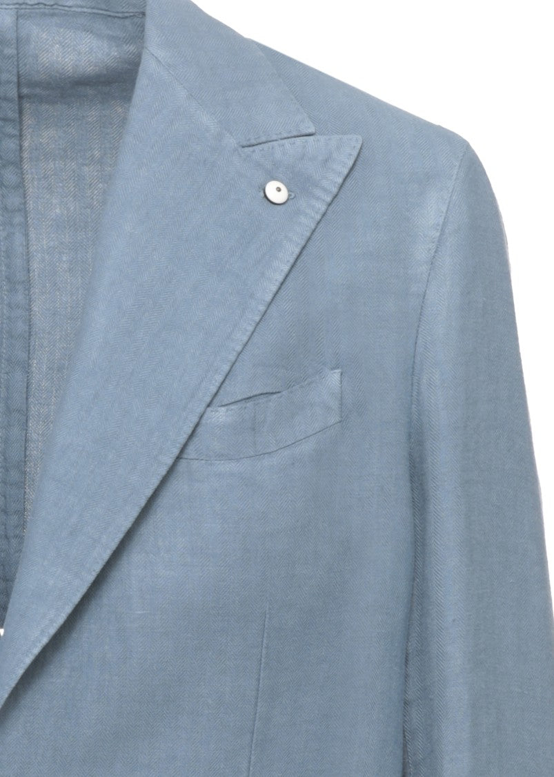 Lubiam Light Blue Peak Lapel Blazer