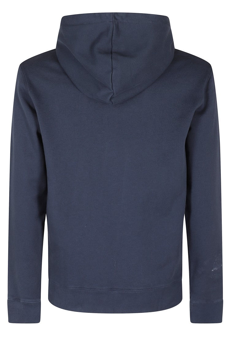 Maison Kitsuné Ink Blue Cotton Hoodie With Adjustable Hood