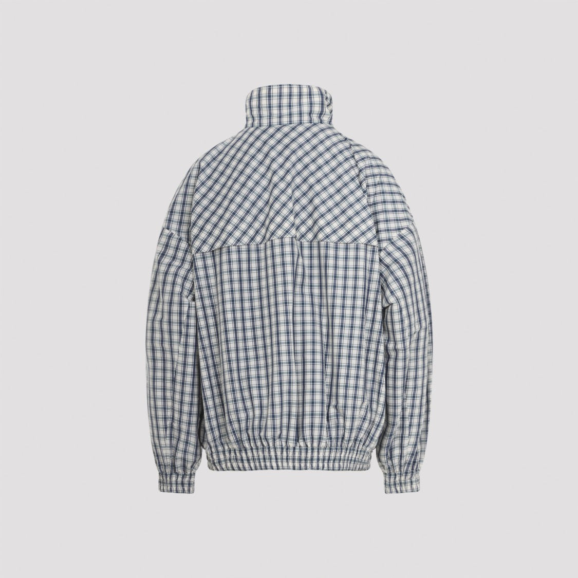 Prada High-Collar Checkered Jacket In Soft Cotton-Polyamide Blend