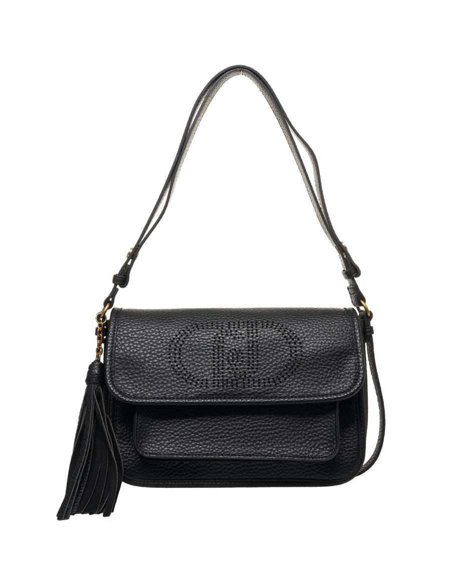 Liu Jo Logo-Embellished Black Shoulder Bag With Textured Finish