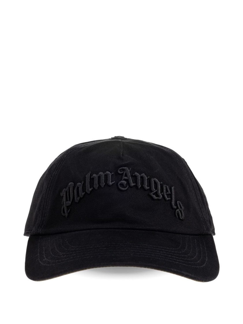 Palm Angels Curved Brim Black Cotton Baseball Cap