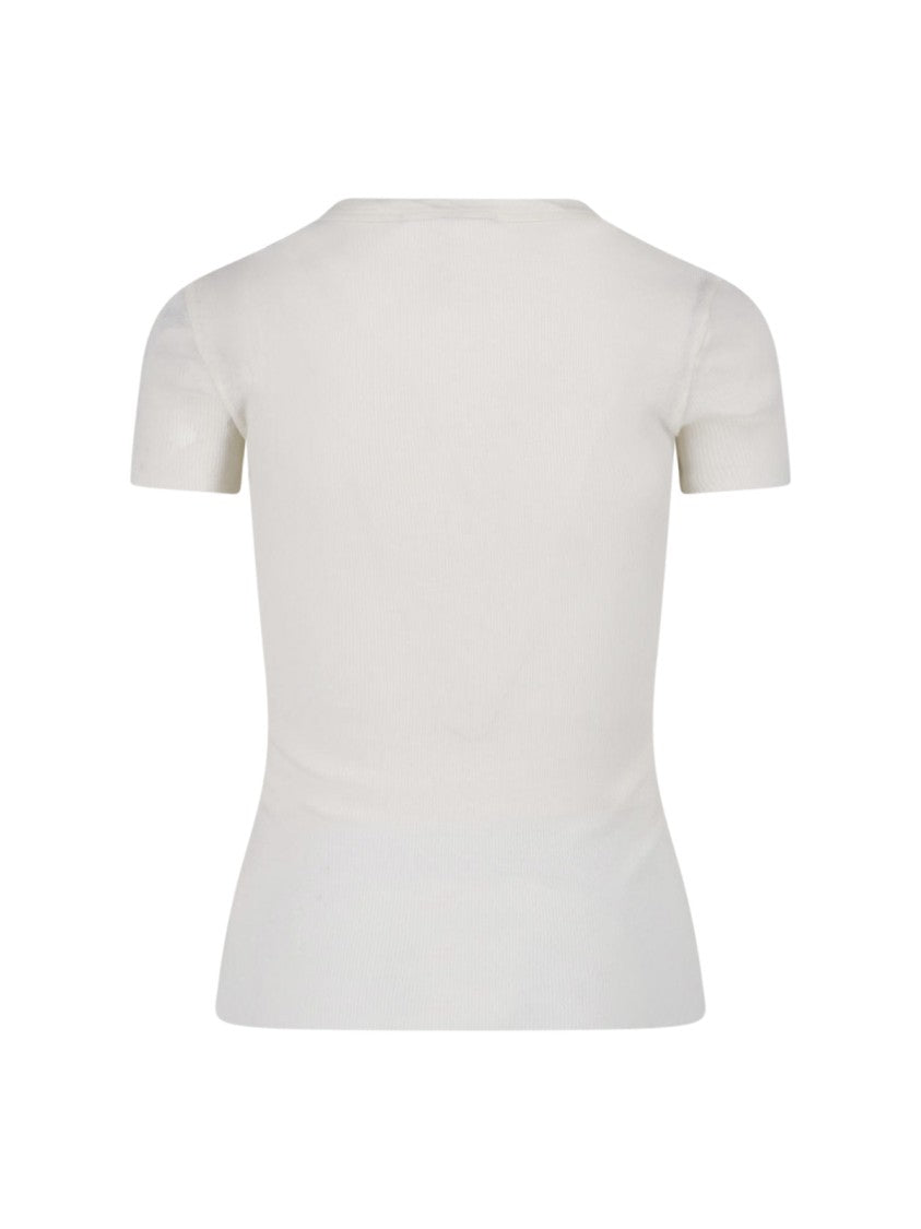 James Perse Cream Cotton-Blend Short-Sleeve T-Shirt
