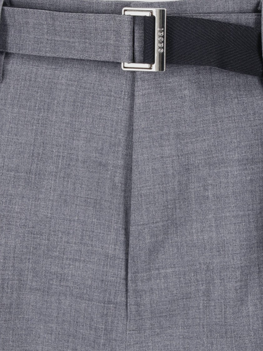Sacai Tailored Wide-Leg Trousers With Adjustable Belt And Relaxed Fit