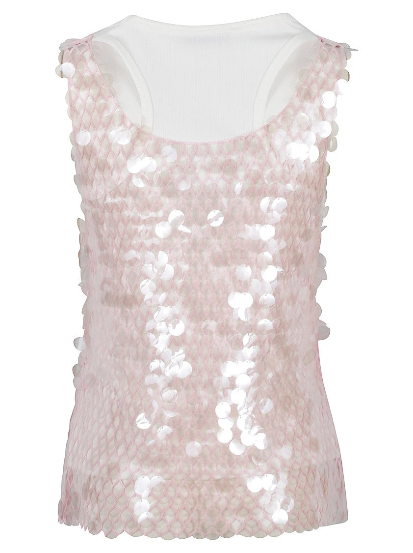 Tory Burch Sequin Mesh Jersey Tank Top