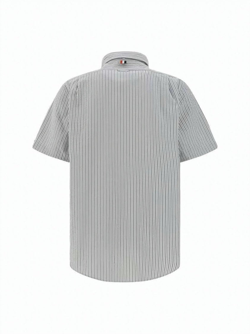 Thom Browne Vertical Striped Short-Sleeved Shirt