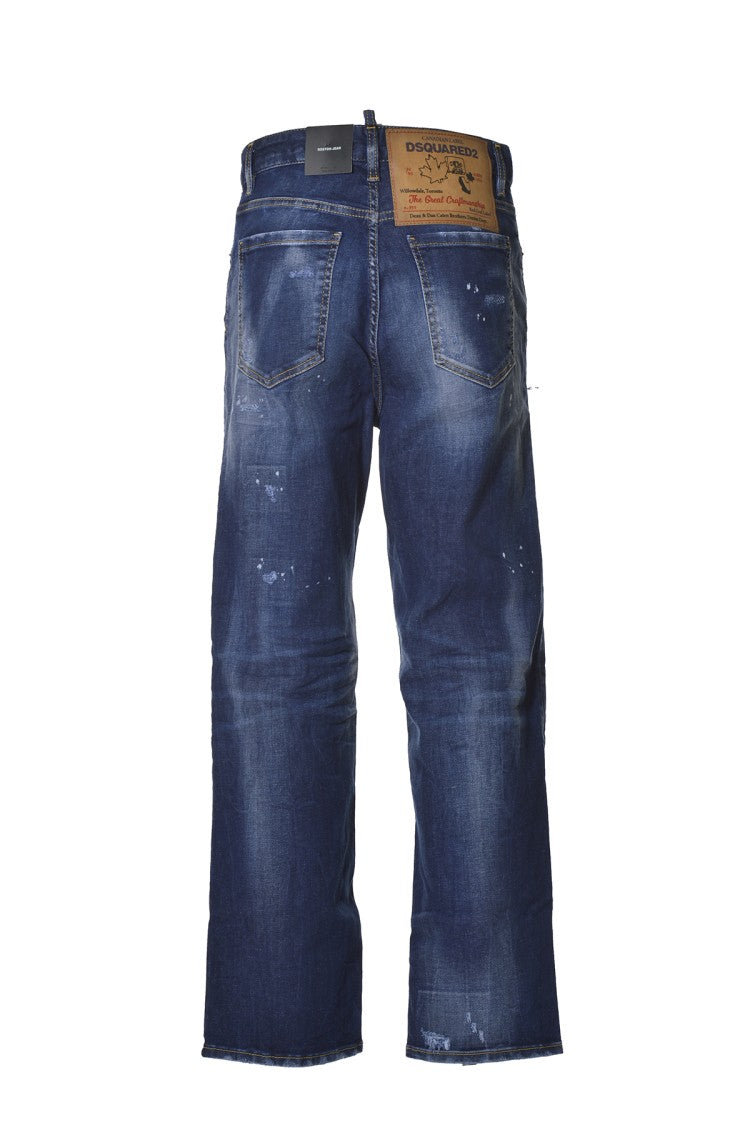 Dsquared2 Blue Denim Boston Wide Jeans