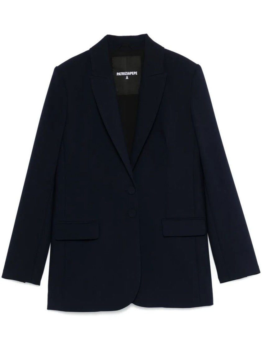 Patrizia Pepe Tailored Blue Blazer With Classic Lapel