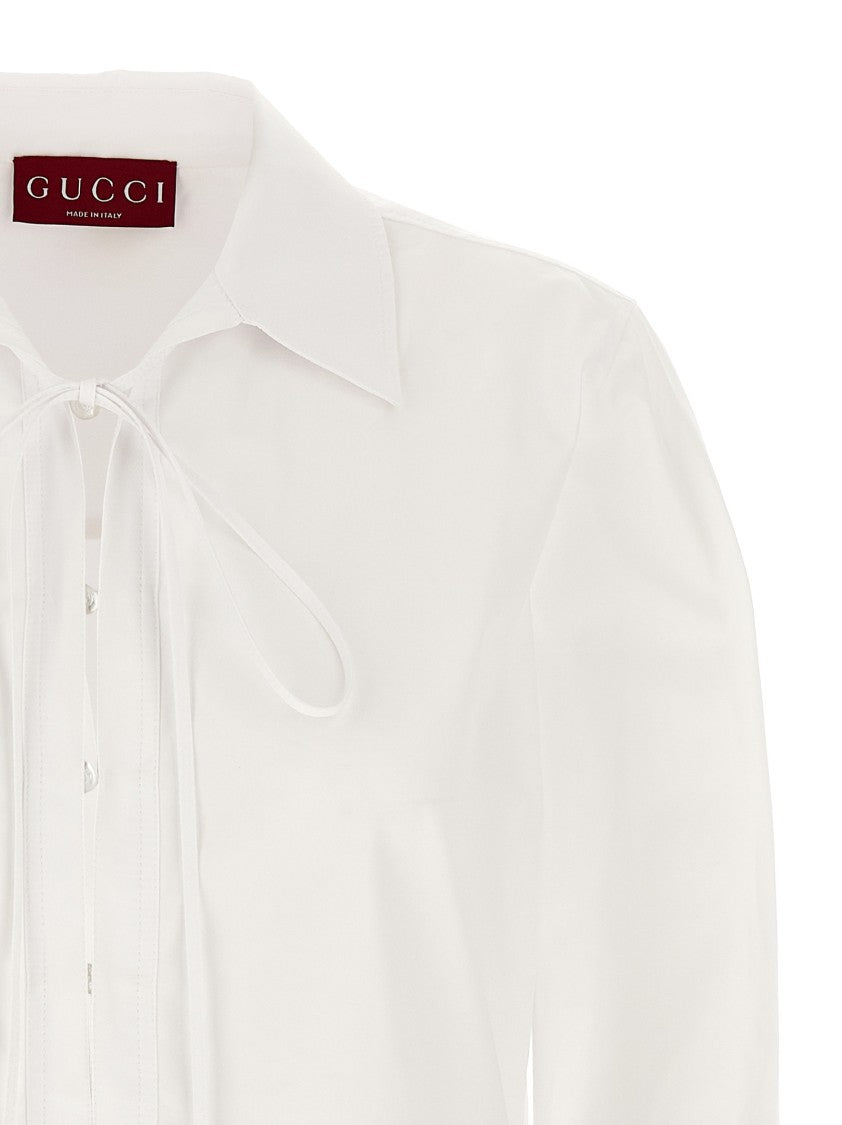 Gucci Mini Dress With Ribbon Collar And Pleated Skirt