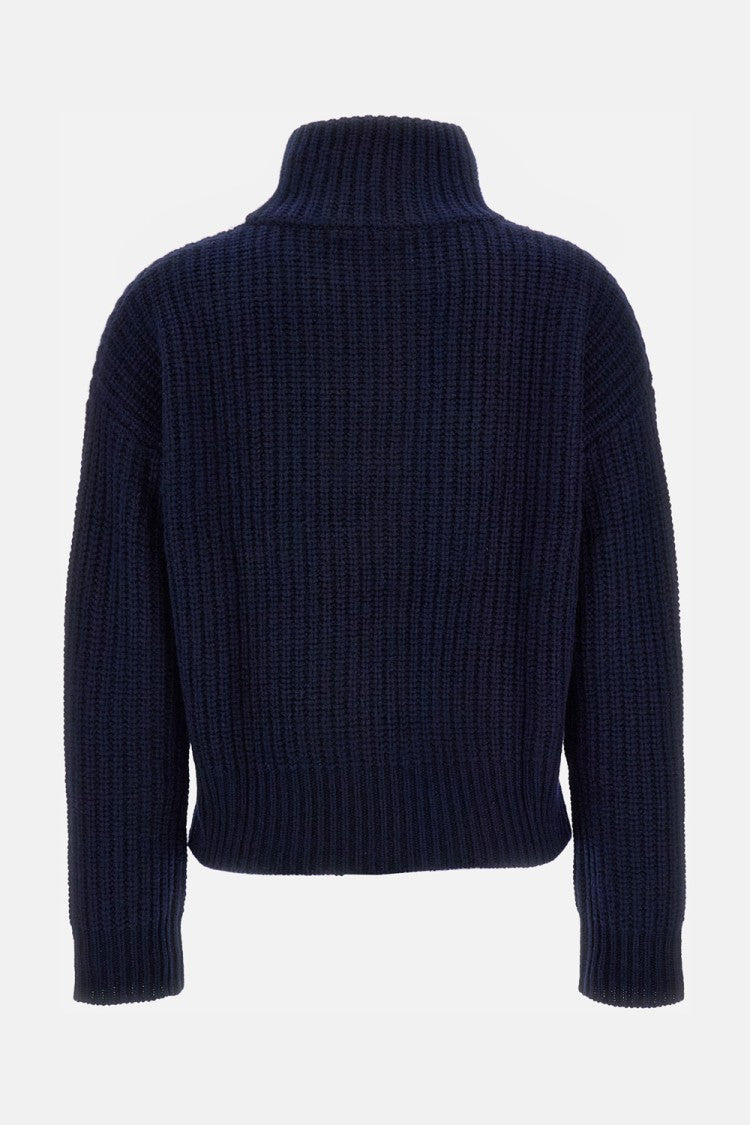 Lisa Yang Ribbed Knit Wool Sweater With High Neckline