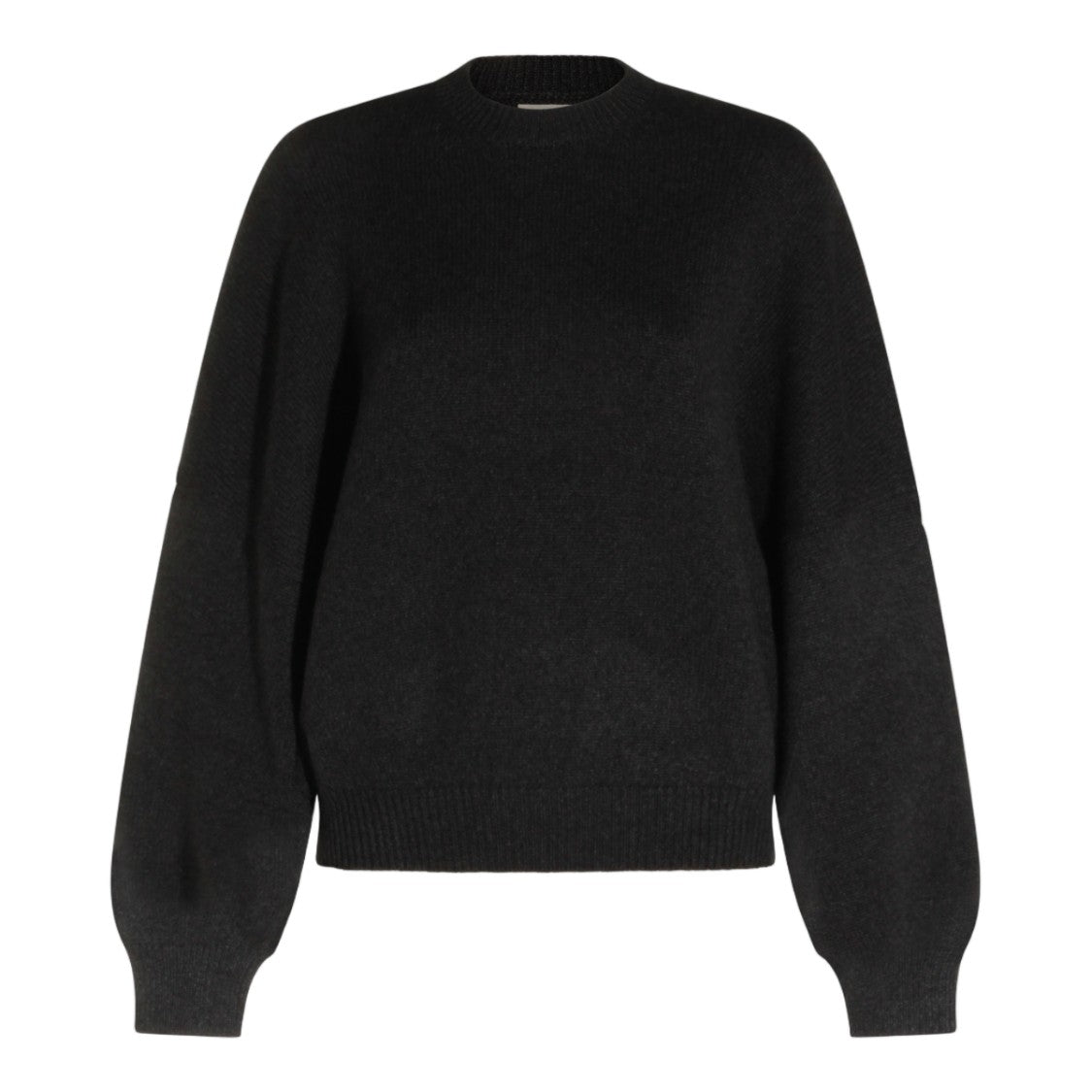 Khaite Black Knit Sweater With Balloon Sleeves And Ribbed Cuffs