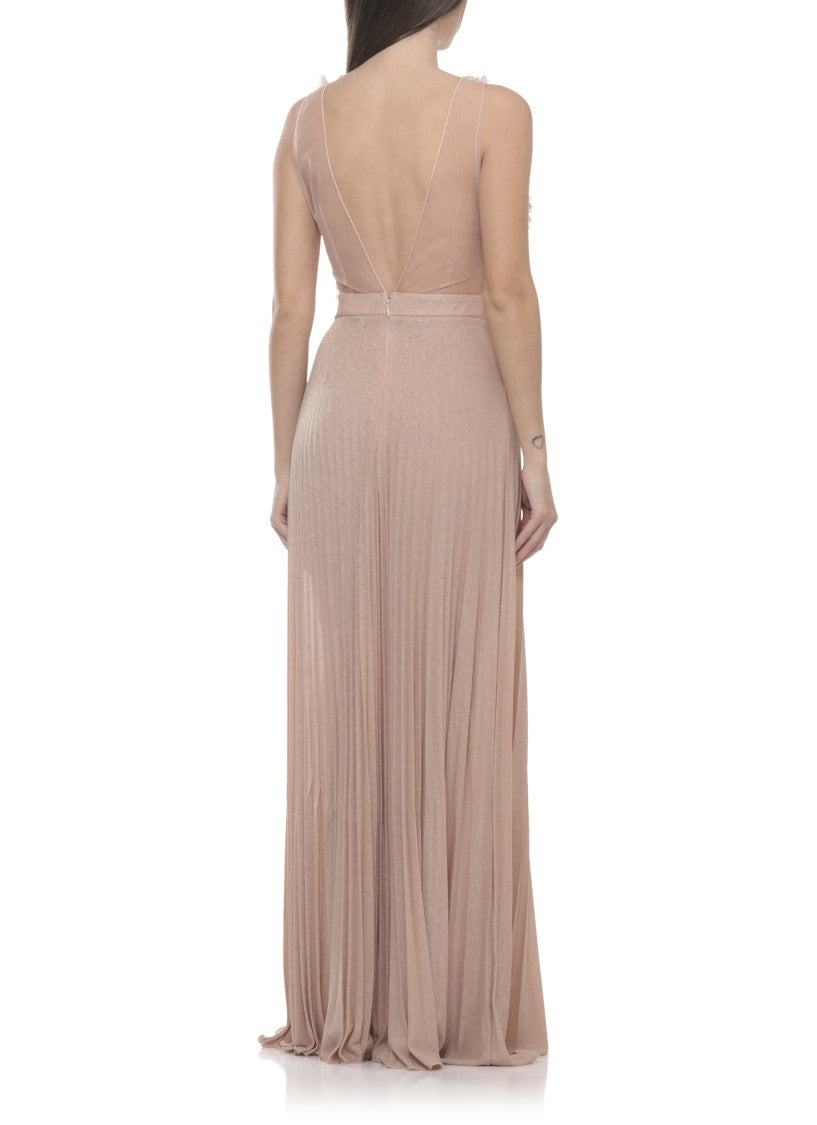 Elisabetta Franchi Tulle Evening Dress With Flared Skirt And Crystal Embellishments