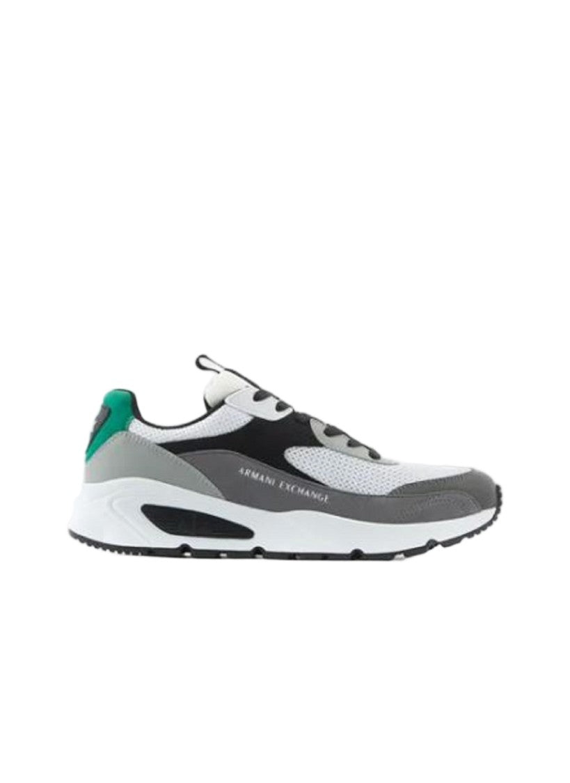 Armani Exchange White Gray Technical Fabric Mesh Sneakers