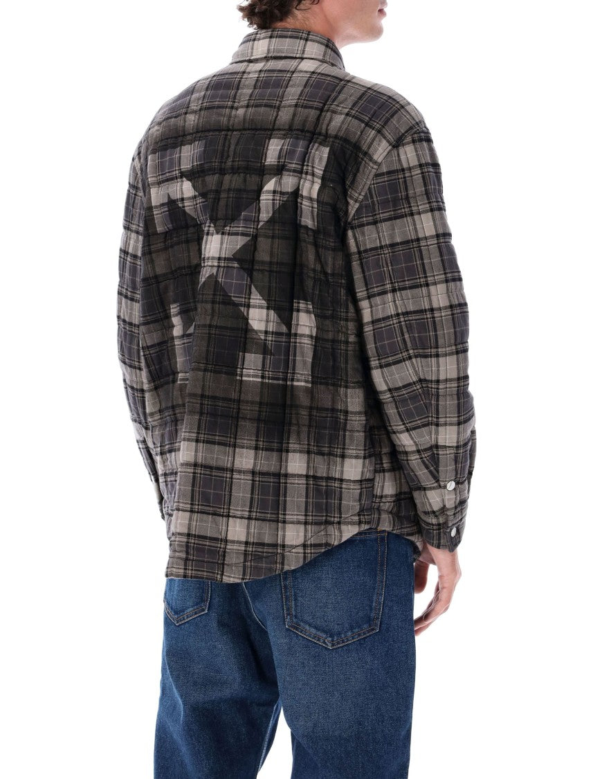 Off-White Padded Check Cotton Shirt Jacket With Logo